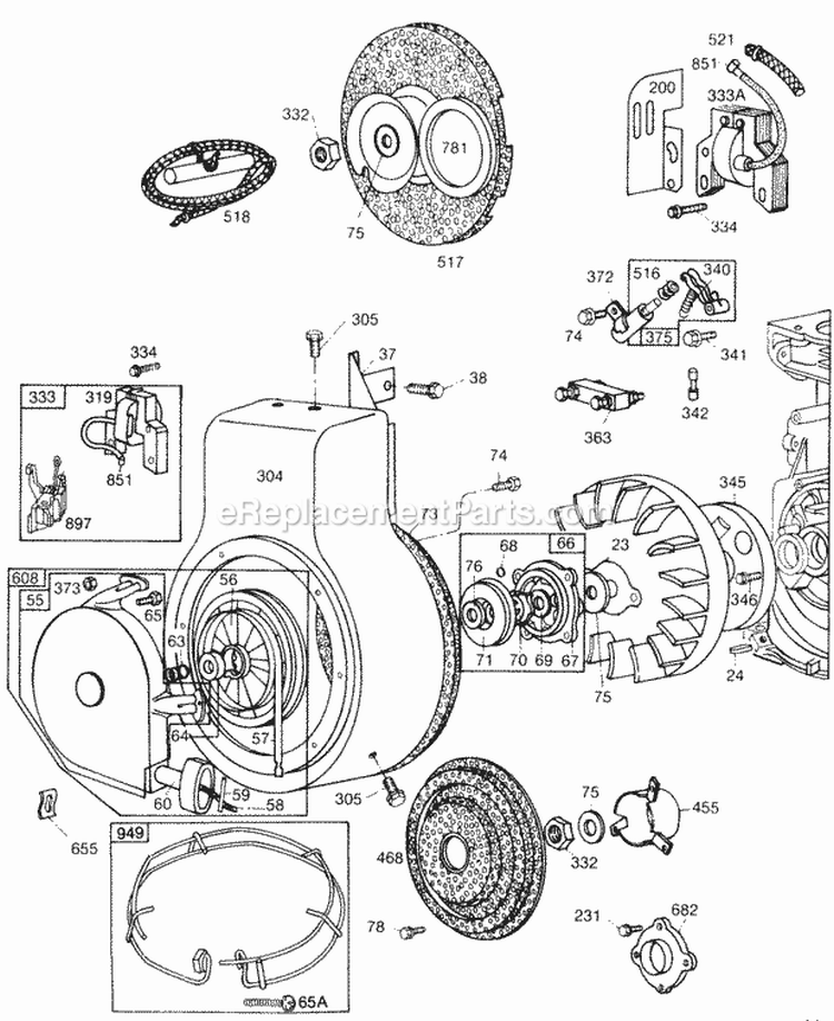 Blower HsgFlywheelsScreens Diagram and Parts List for 195431-0210-04  Briggs and Stratton Engine